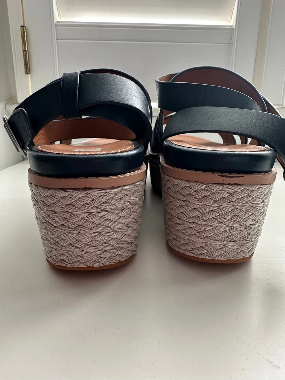 FitFlop Eloise Back Strap espadrille platform wedge sandals. Navy and NWOT!
